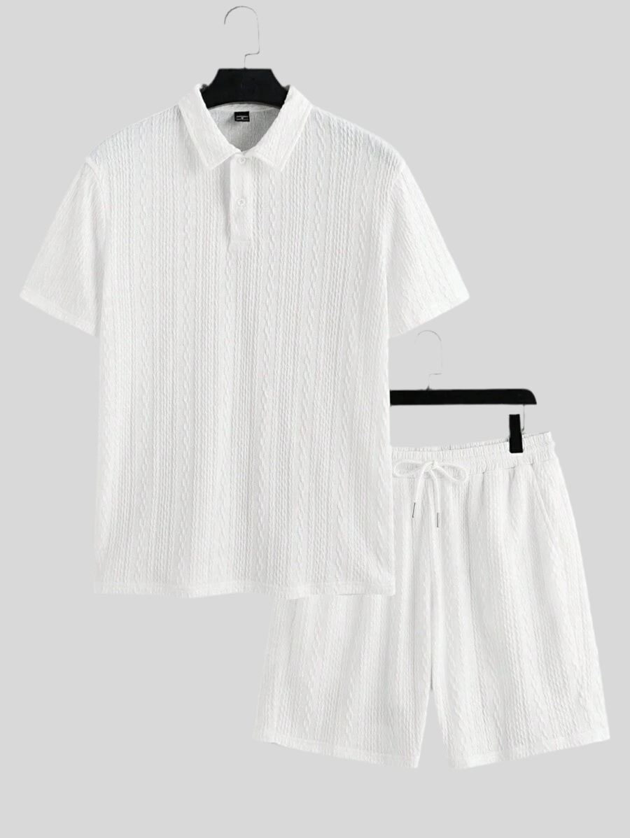 Men's Fine Knit Polo Shirt with Straight Shoulders