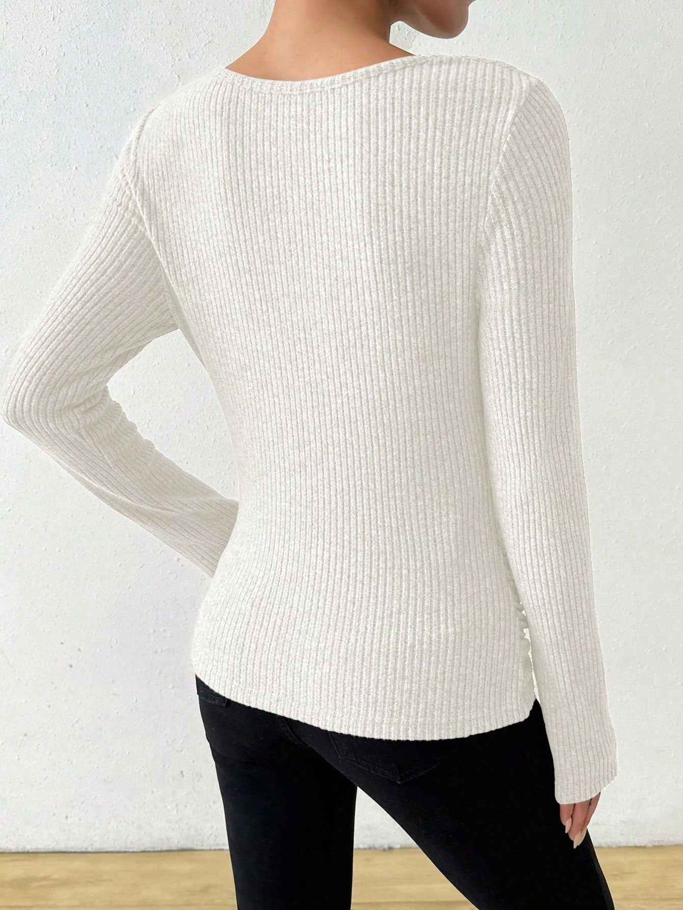 Women's Vintage T-shirt – Asymmetrical Collar & Long Sleeves Slim Fit