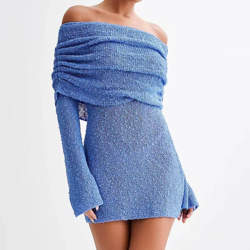 Off-the-Shoulder Knitted Sweater Dress – Spring Elegance
