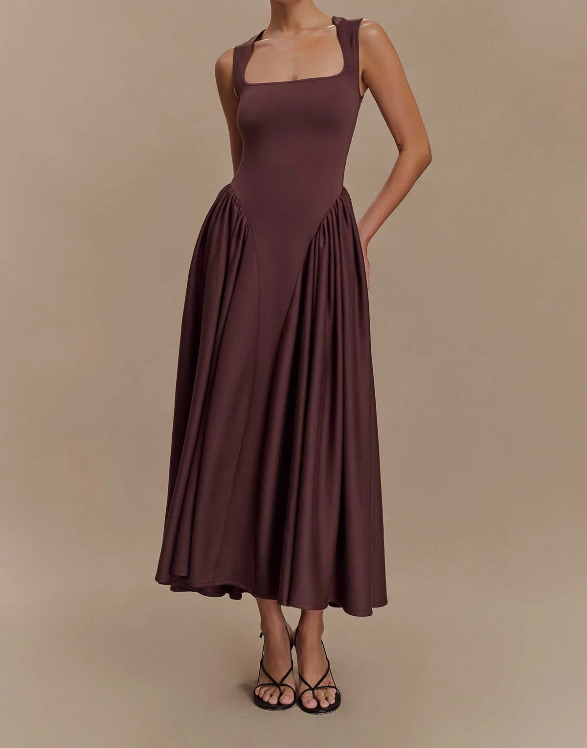 Midi Dress – Elegant Cocoa Brown