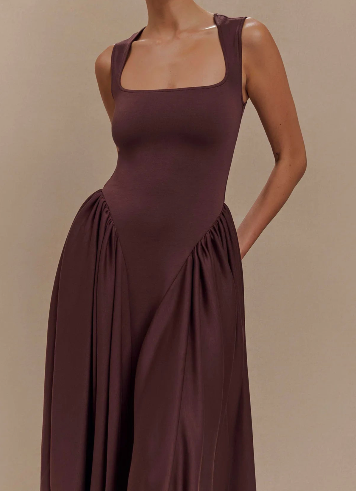 Midi Dress – Elegant Cocoa Brown
