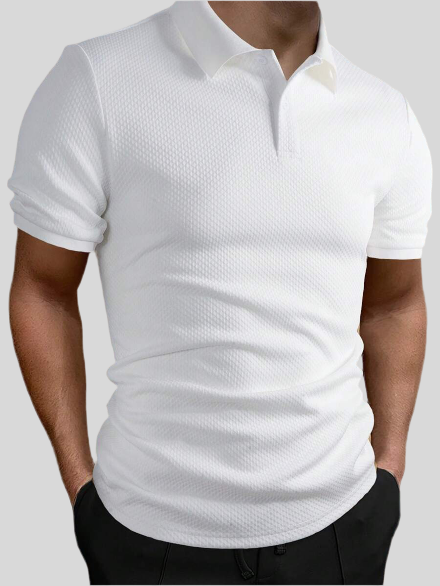 Men's Plain Polo Shirt with Turn-Up Collar, Casual Style