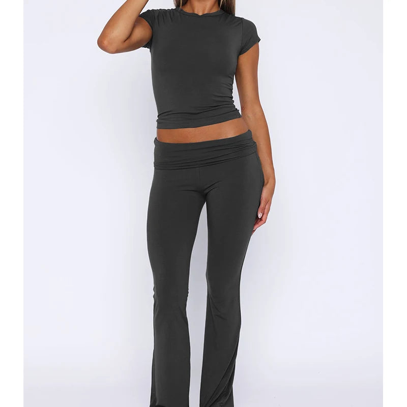 Women's Summer Crop Top & Leggings Set