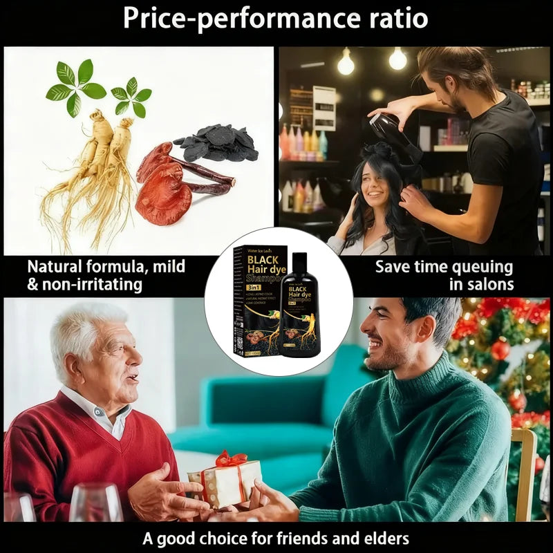 CiamoreParis™ — Shampooing Colorant Noir 3-en-1