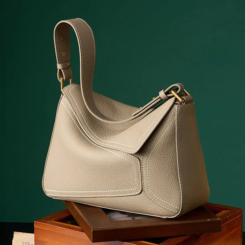 Modieuze damestas Echt leer Geometrie Ontwerp Luxe schoudertassen Koeienhuid Dames Flap Crossbody Tas Vrouwelijke handtassen