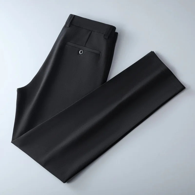 Men's Straight Black Trousers – Casual Elegance for Everyday Wear