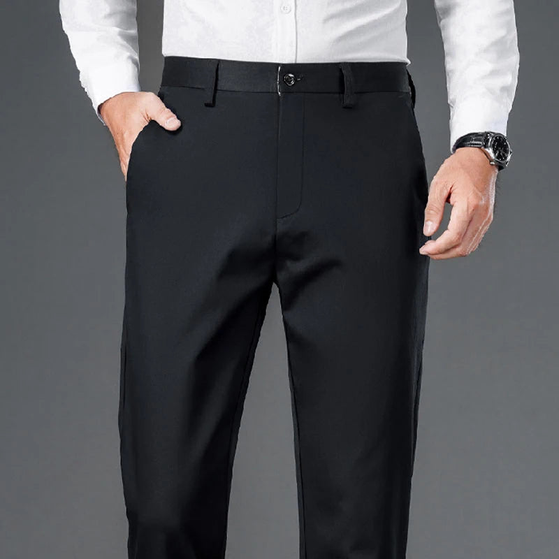 Men's Straight Black Trousers – Casual Elegance for Everyday Wear