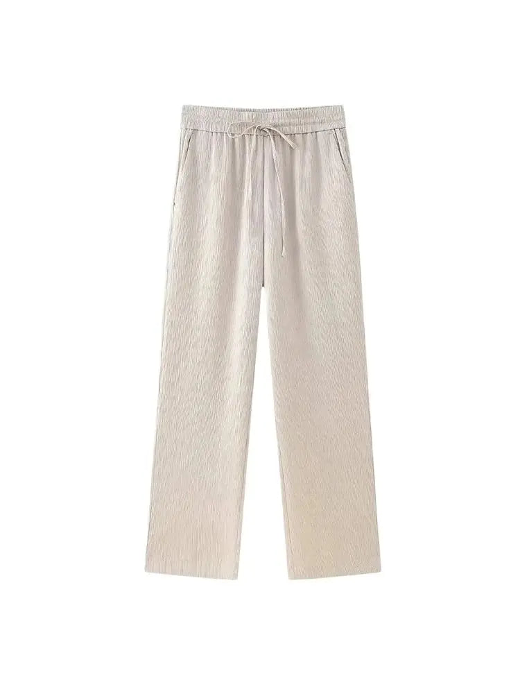 Elegant Women's Outfit – Long Coat & Wide Leg Trousers