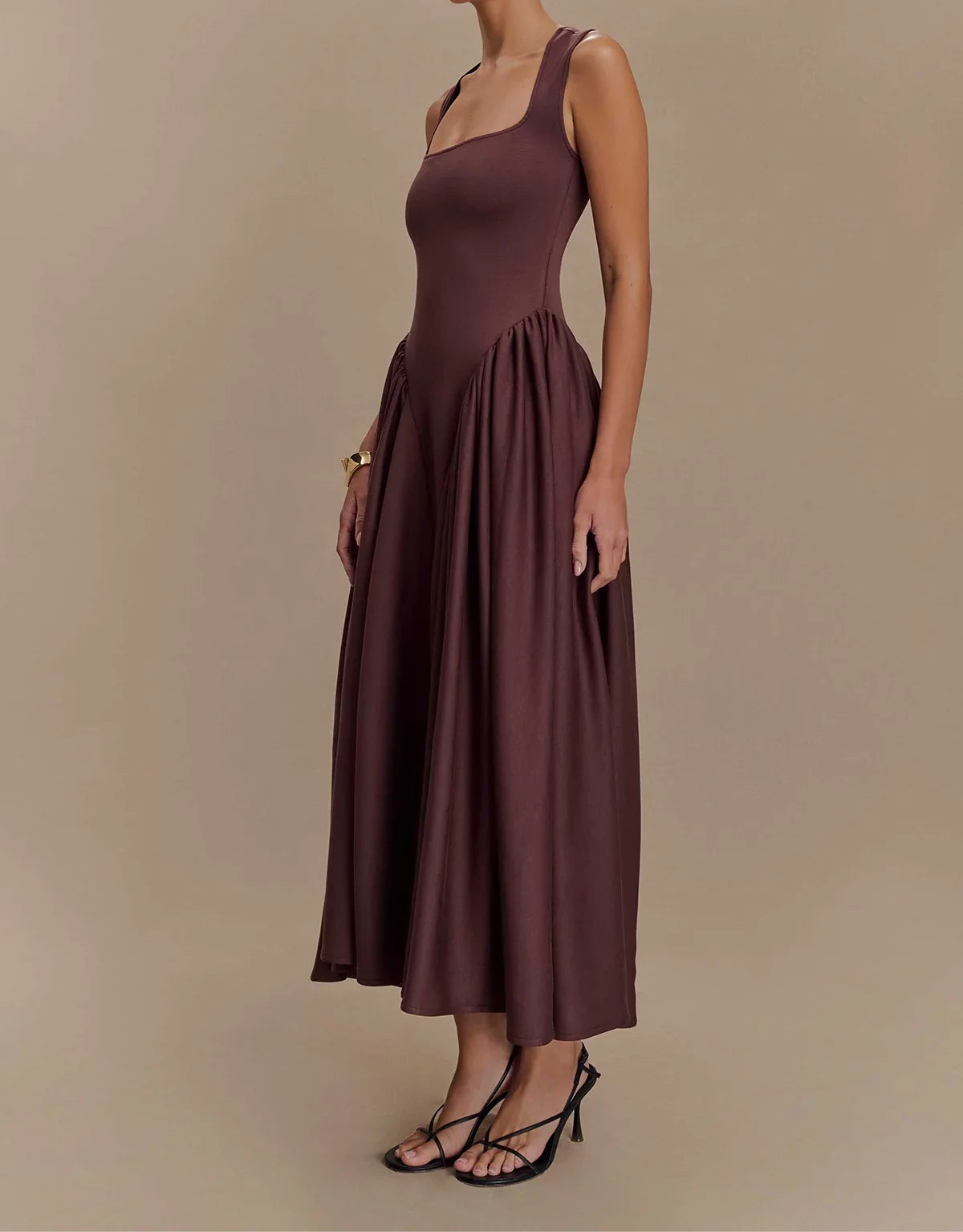 Midi Dress – Elegant Cocoa Brown