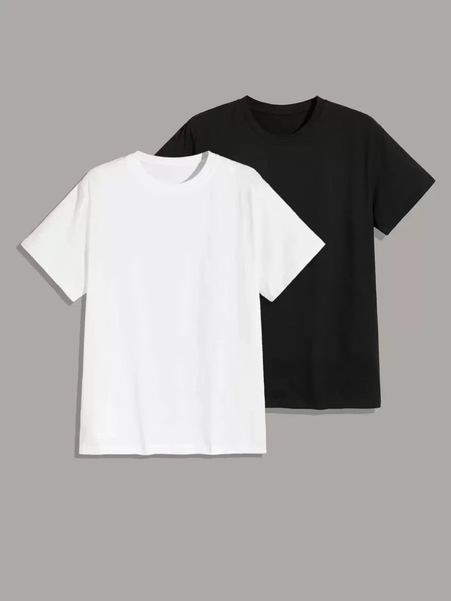 Men's Plain T-shirt with Round Neck and Short Sleeves