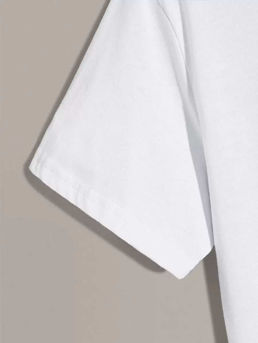 Men's Plain T-shirt with Round Neck and Short Sleeves