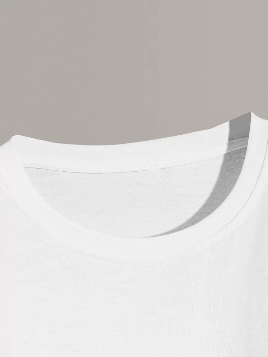 Men's Plain T-shirt with Round Neck and Short Sleeves
