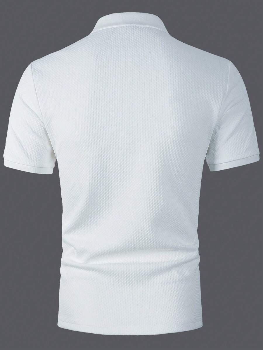 Men's Plain Polo Shirt with Turn-Up Collar, Casual Style