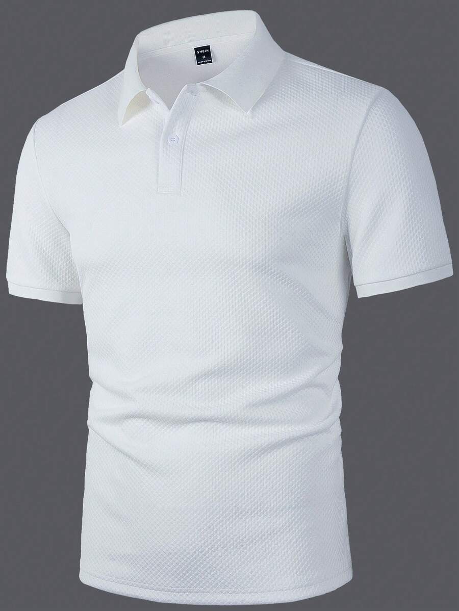 Men's Plain Polo Shirt with Turn-Up Collar, Casual Style