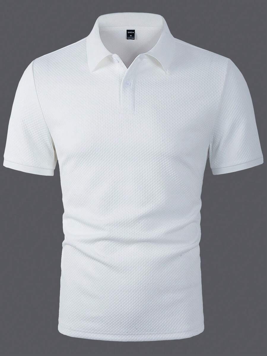 Men's Plain Polo Shirt with Turn-Up Collar, Casual Style