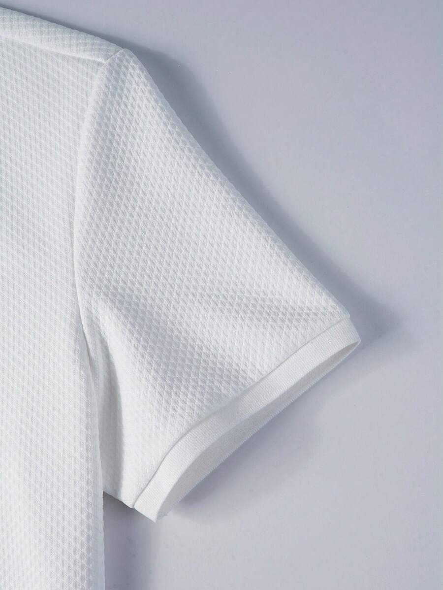 Men's Plain Polo Shirt with Turn-Up Collar, Casual Style