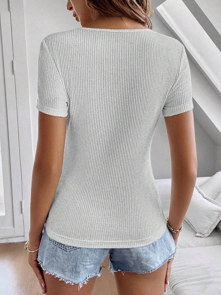 Clasi Ladies round hals eenvoudig mode korte mouw T-shirt, geschikt voor de zomer