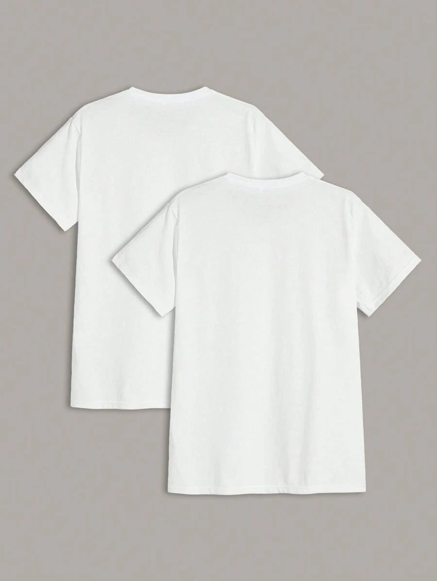 Men's Plain T-shirt with Round Neck and Short Sleeves