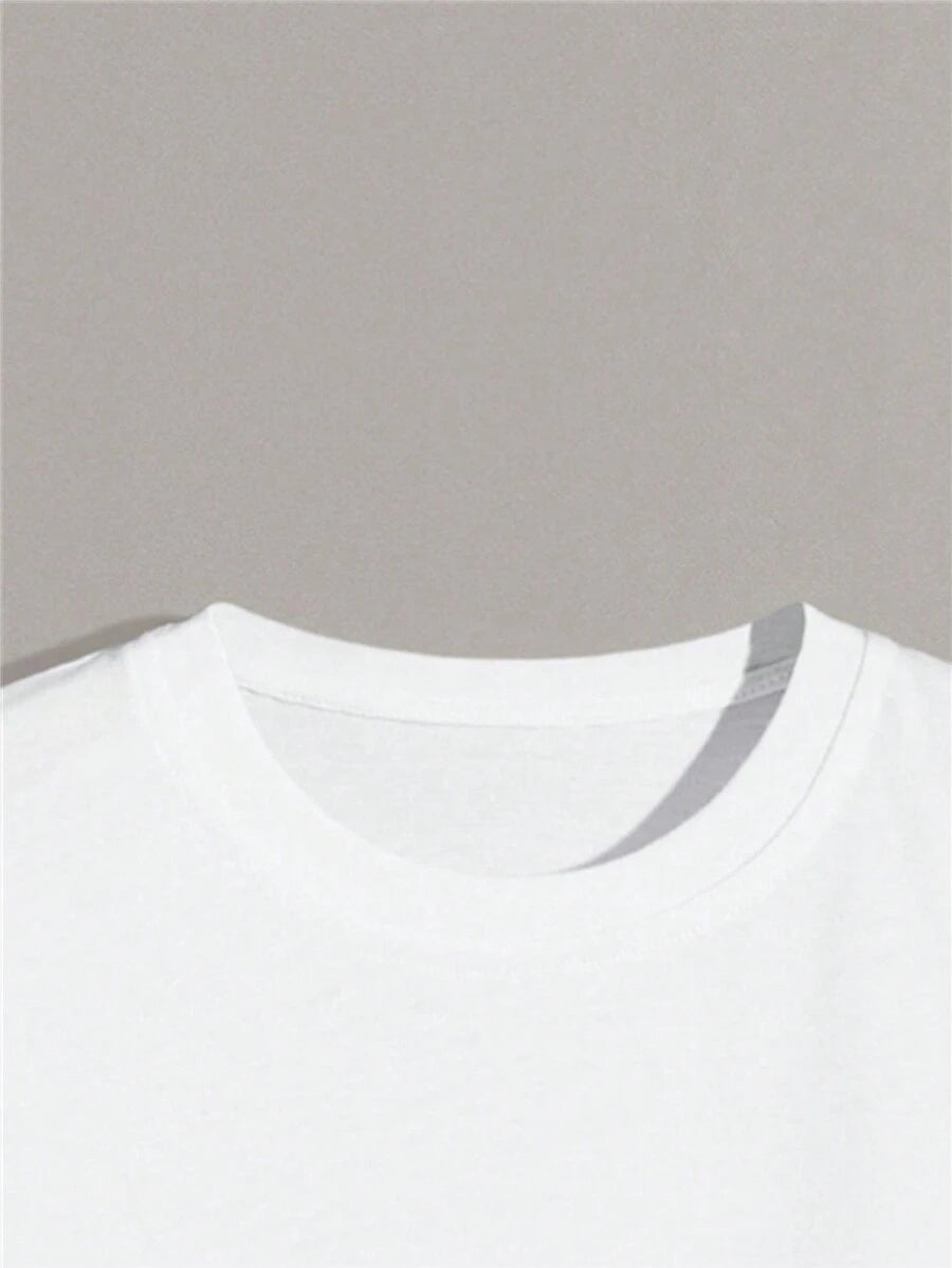 Men's Plain T-shirt with Round Neck and Short Sleeves
