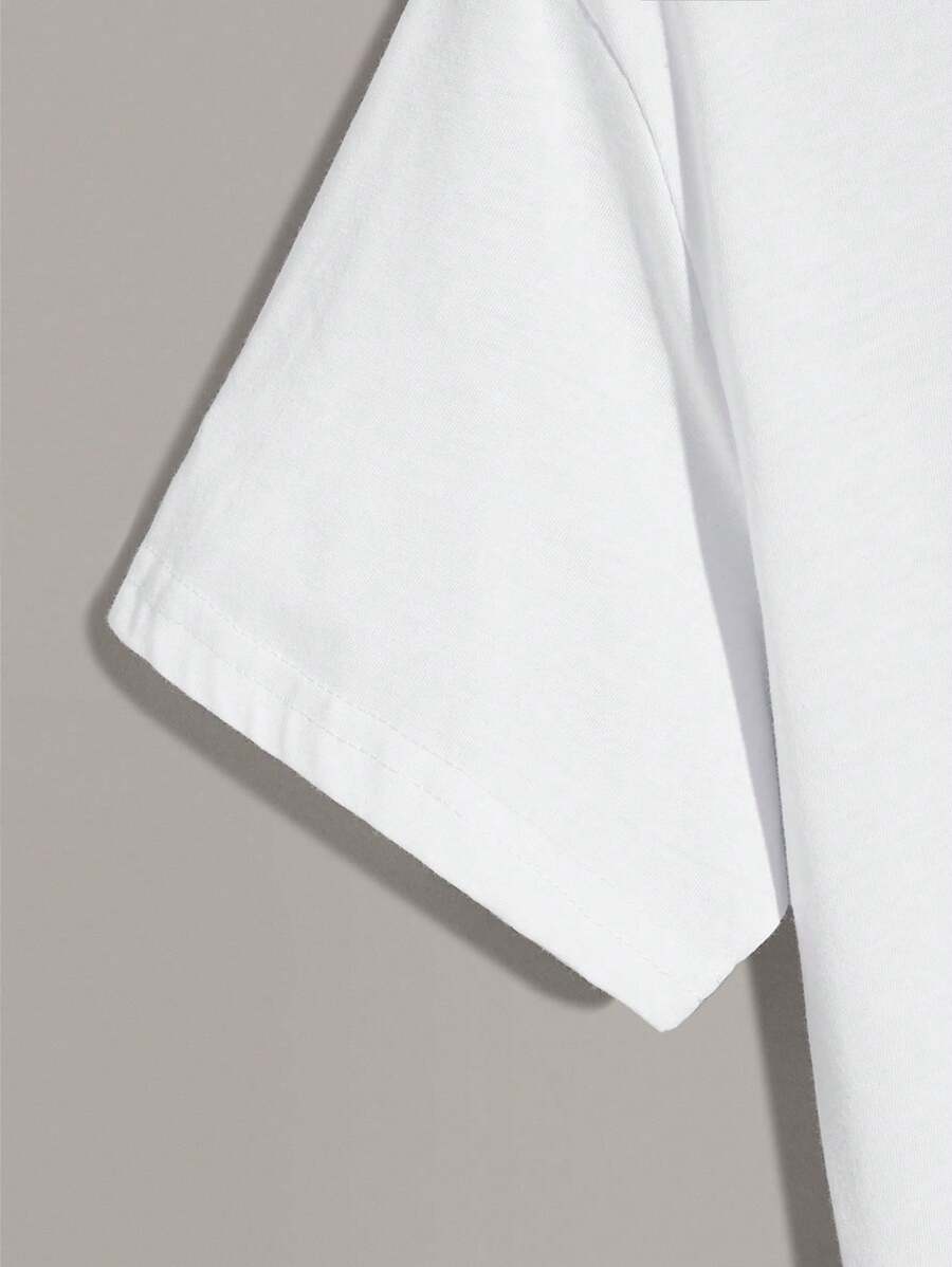 Men's Plain T-shirt with Round Neck and Short Sleeves