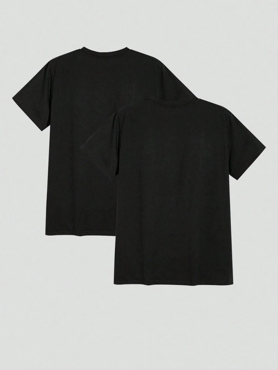 Men's Plain T-shirt with Round Neck and Short Sleeves
