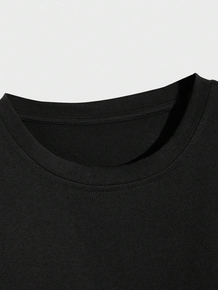 Men's Plain T-shirt with Round Neck and Short Sleeves