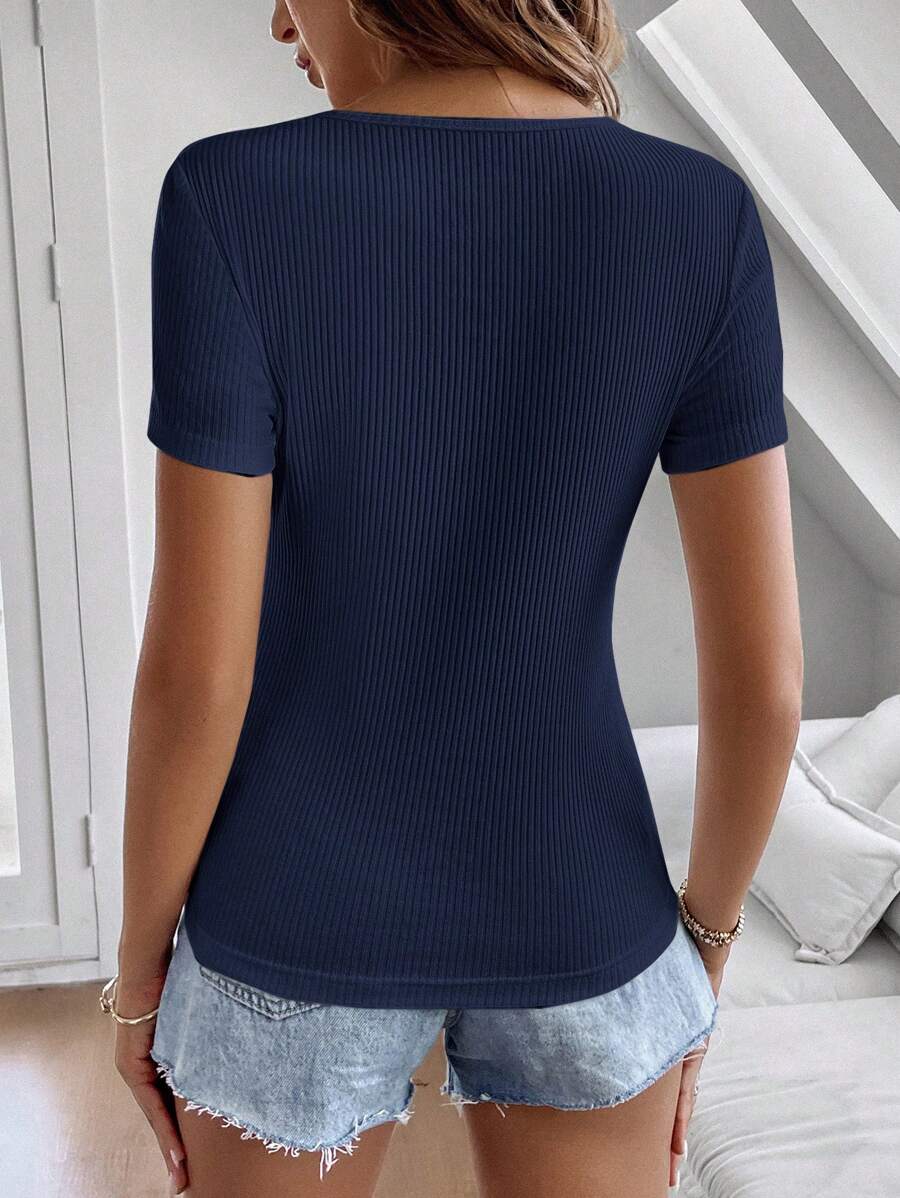 Clasi Ladies round hals eenvoudig mode korte mouw T-shirt, geschikt voor de zomer