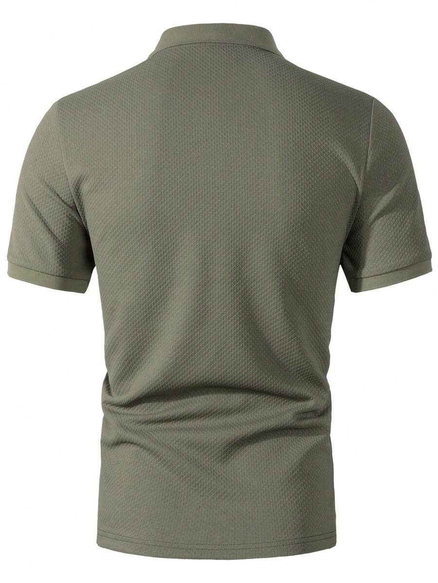 Men's Plain Polo Shirt with Turn-Up Collar, Casual Style