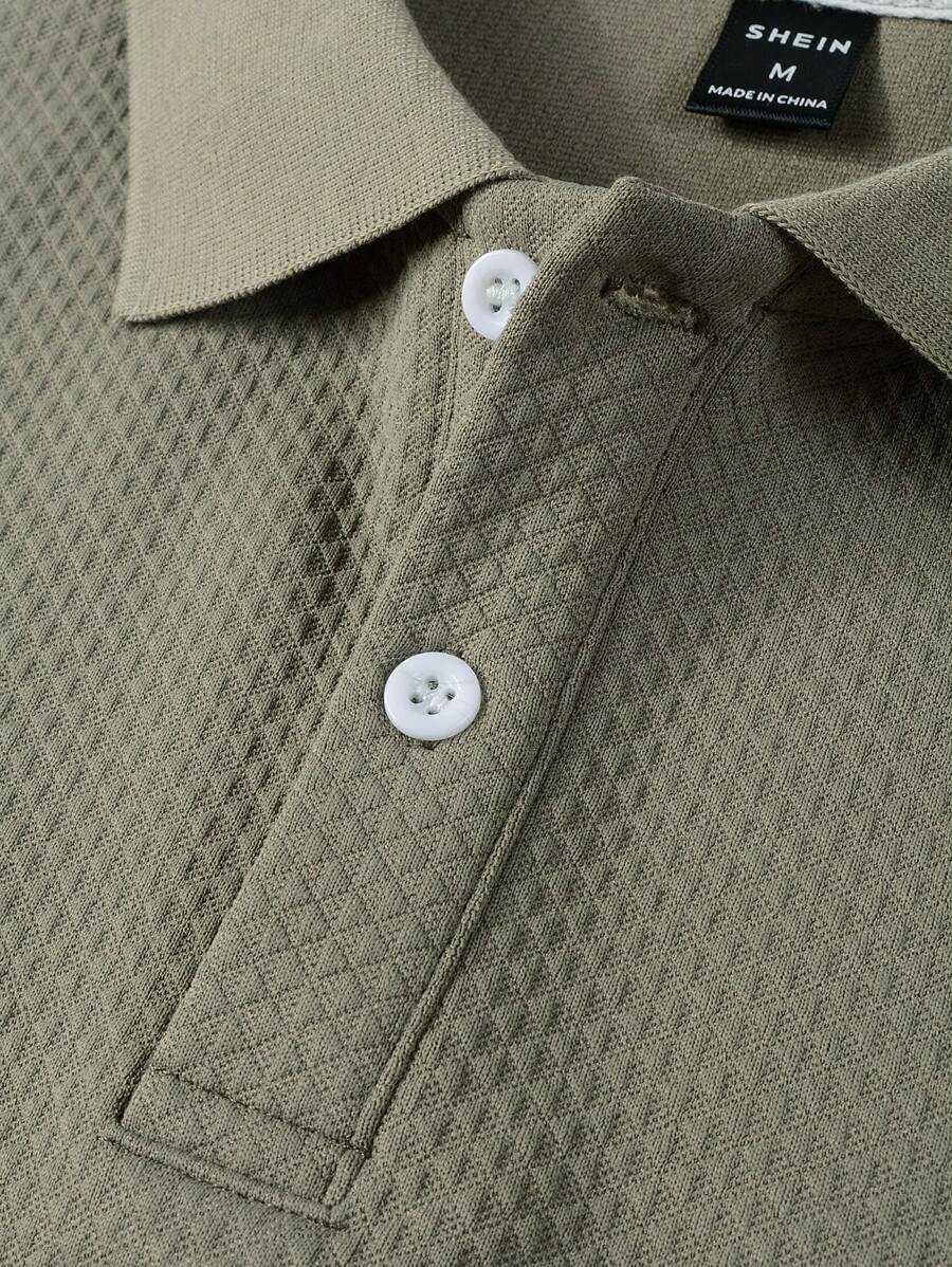 Men's Plain Polo Shirt with Turn-Up Collar, Casual Style