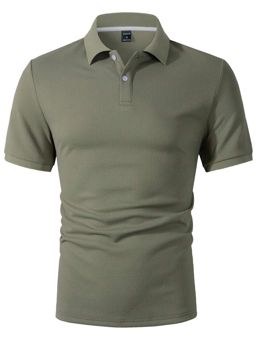Men's Plain Polo Shirt with Turn-Up Collar, Casual Style