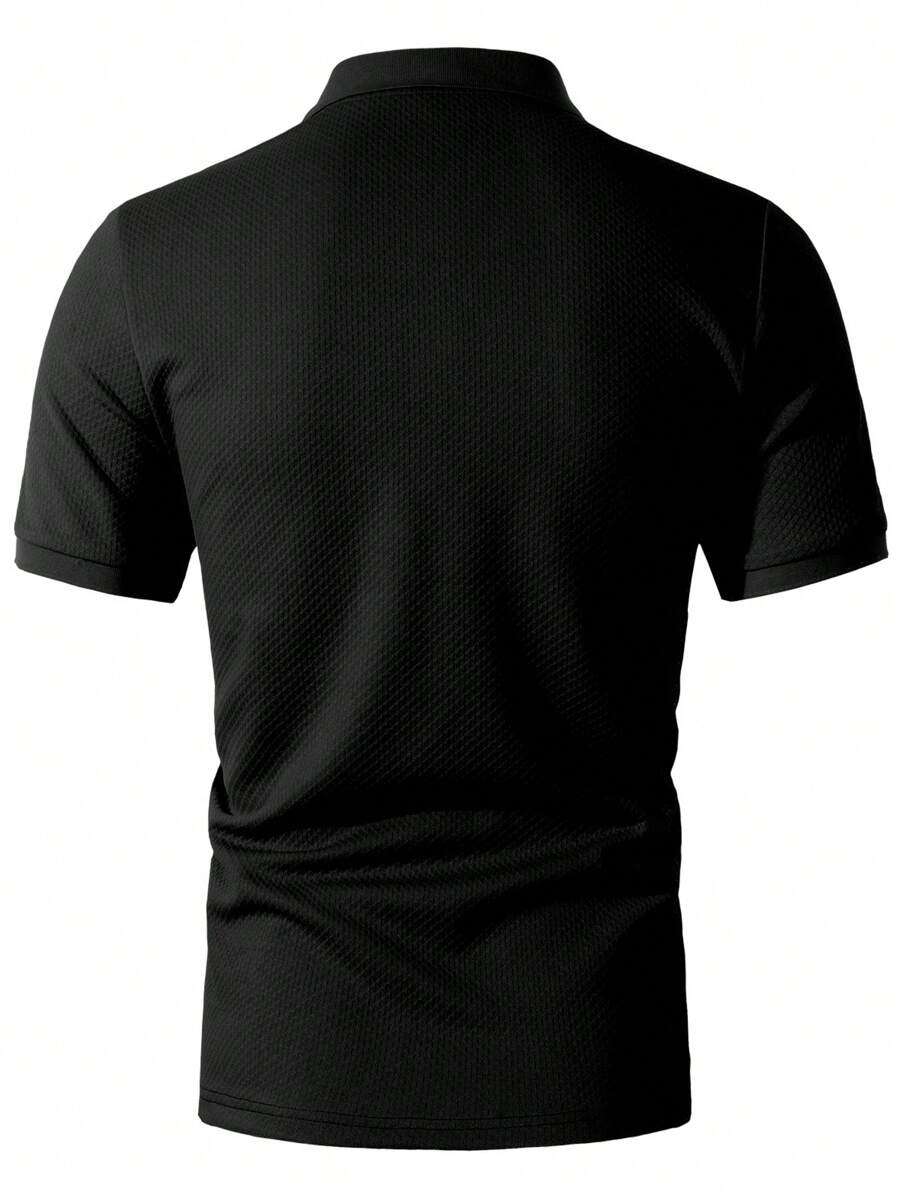 Men's Plain Polo Shirt with Turn-Up Collar, Casual Style