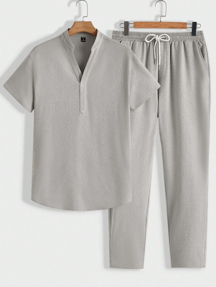 Men's Summer Set – Textured Top & Shorts