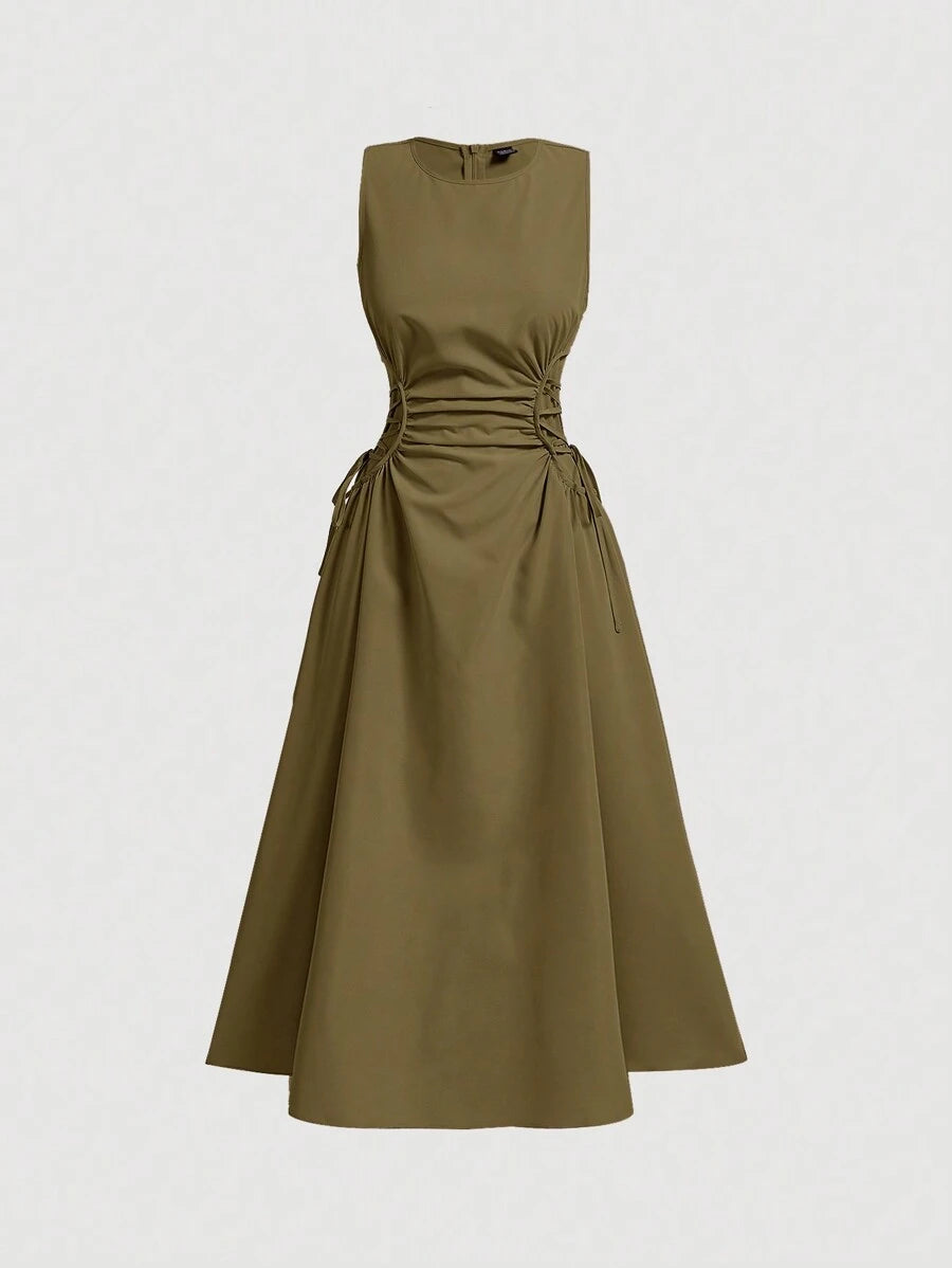 Solid Color Long Ruffled Dress - Date/Night Style