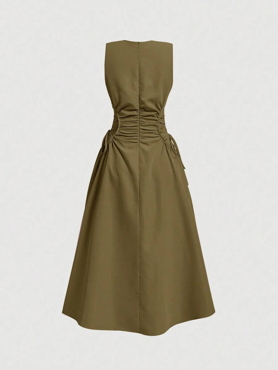 Solid Color Long Ruffled Dress - Date/Night Style