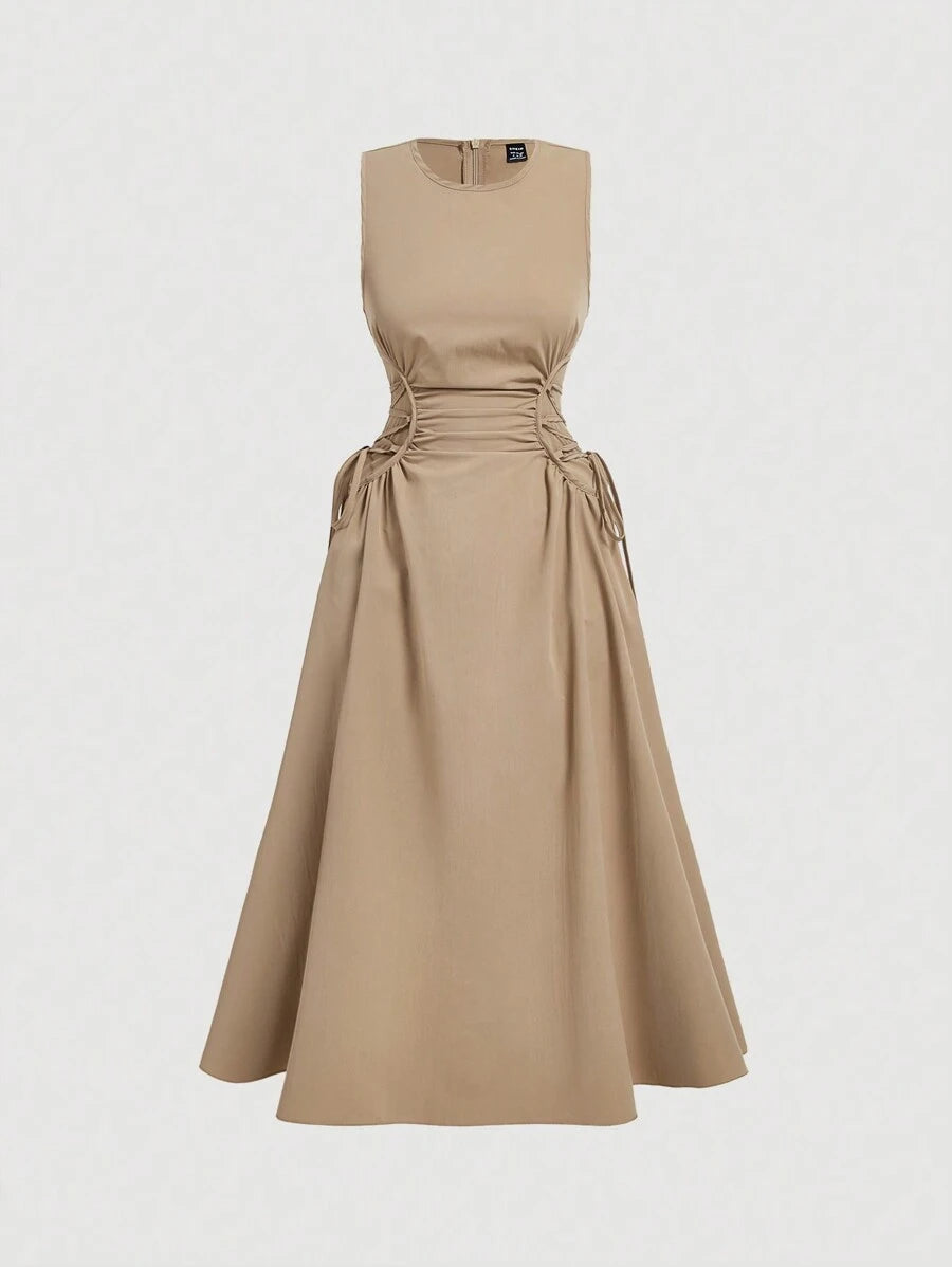 Solid Color Long Ruffled Dress - Date/Night Style