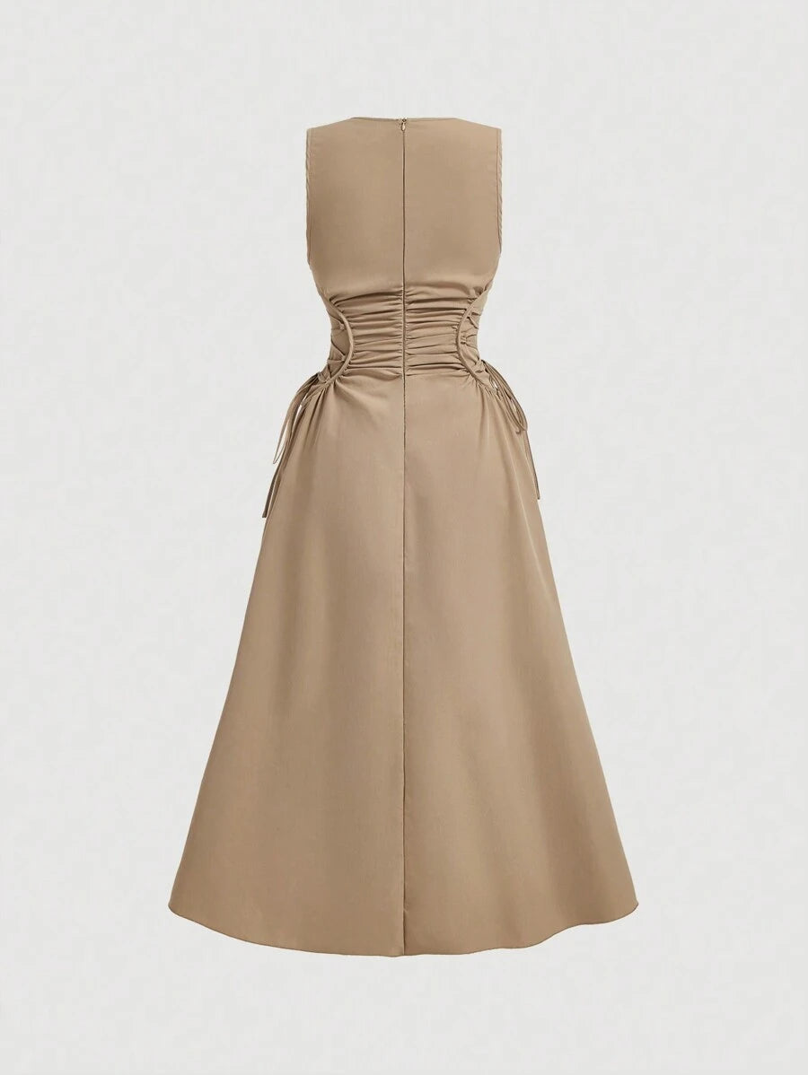 Solid Color Long Ruffled Dress - Date/Night Style