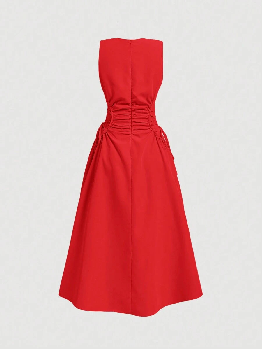 Solid Color Long Ruffled Dress - Date/Night Style
