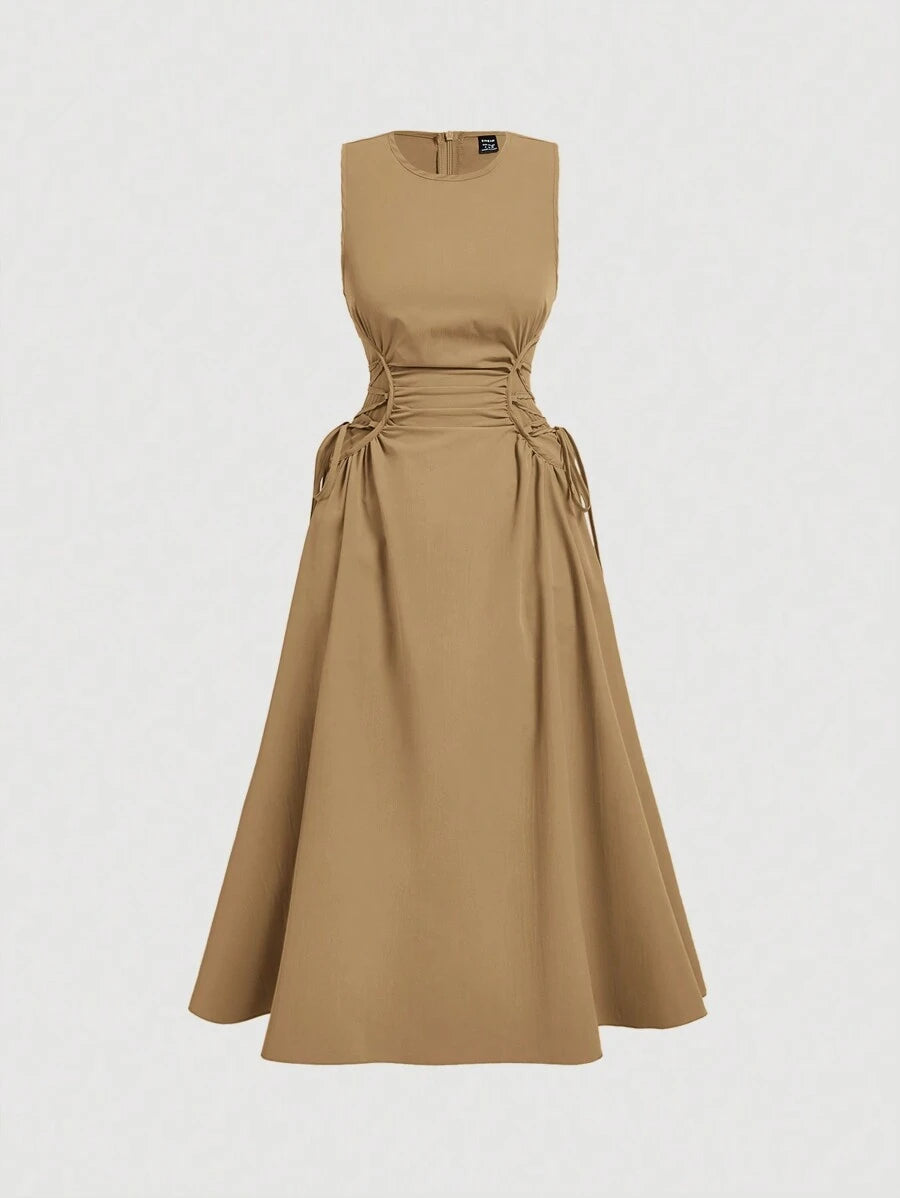 Solid Color Long Ruffled Dress - Date/Night Style