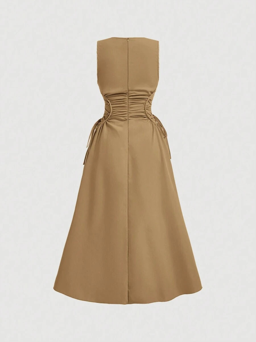 Solid Color Long Ruffled Dress - Date/Night Style