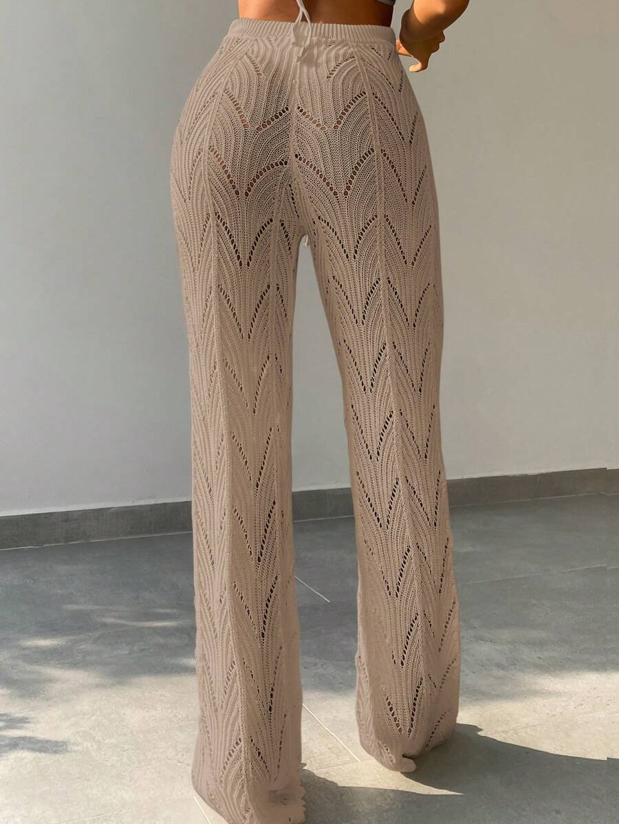 Swim Zomerse Pointelle gebreide cover-up breek met trekkoord