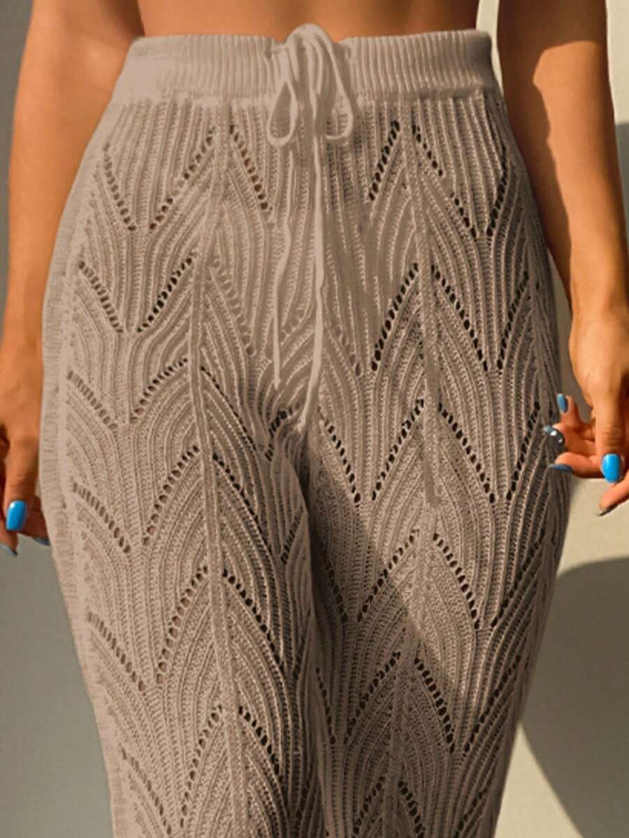 Swim Zomerse Pointelle gebreide cover-up breek met trekkoord