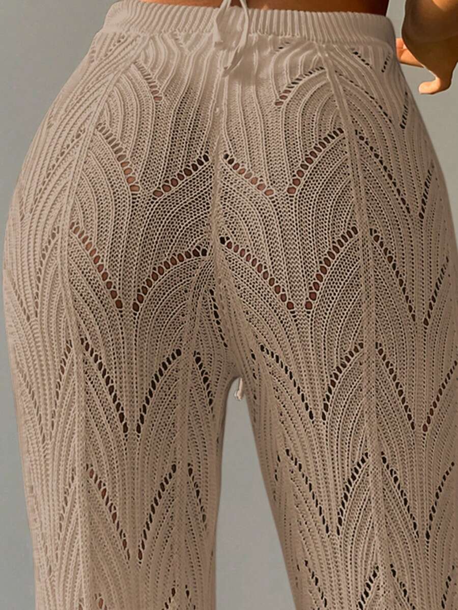 Swim Zomerse Pointelle gebreide cover-up breek met trekkoord