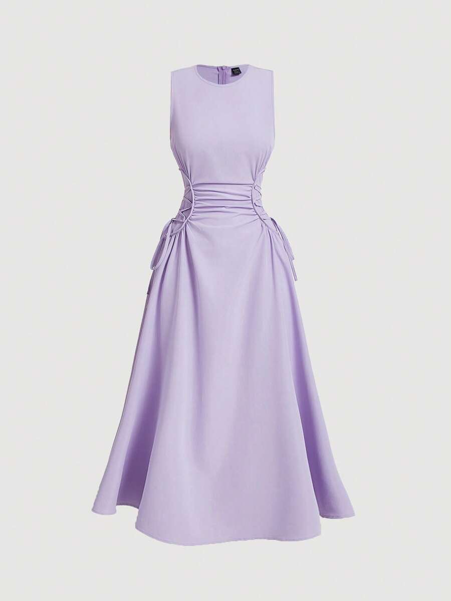 Solid Color Long Ruffled Dress - Date/Night Style