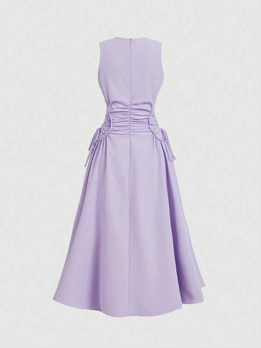 Solid Color Long Ruffled Dress - Date/Night Style