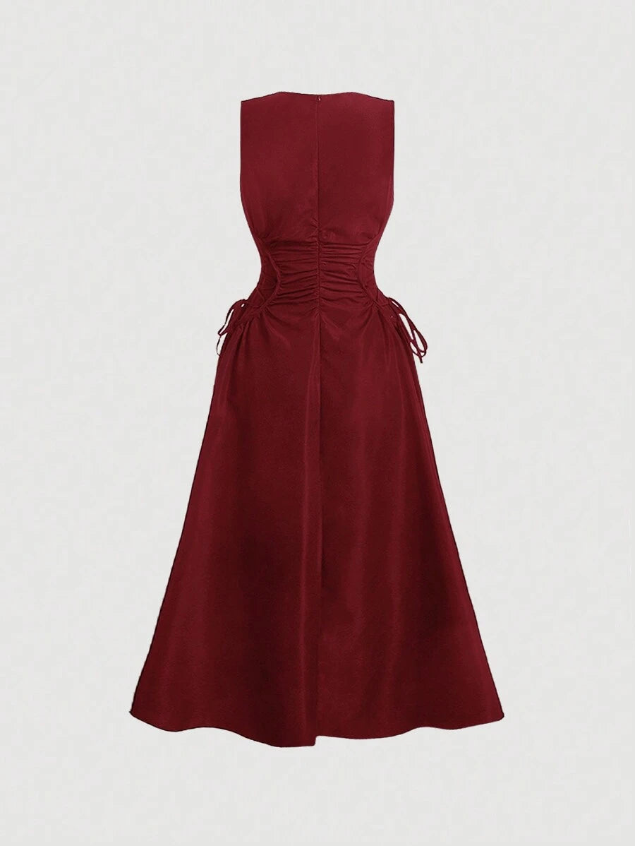 Solid Color Long Ruffled Dress - Date/Night Style