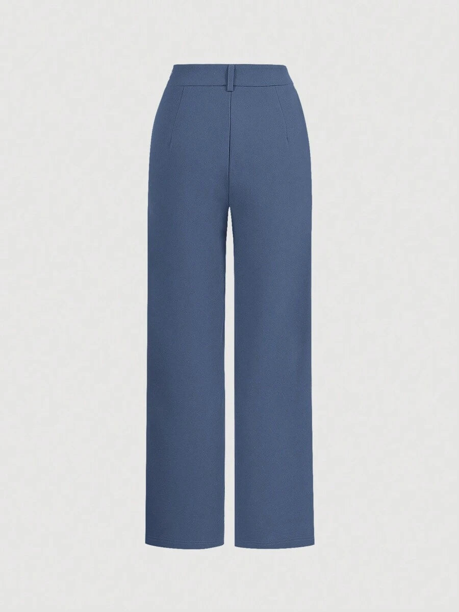 Women's Blue Suit – Buttoned Jacket and Trousers