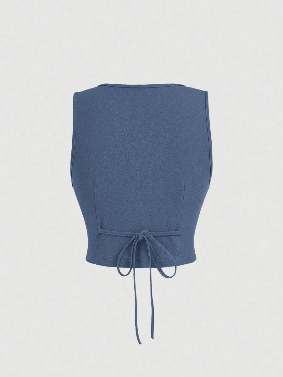 Women's Blue Suit – Buttoned Jacket and Trousers