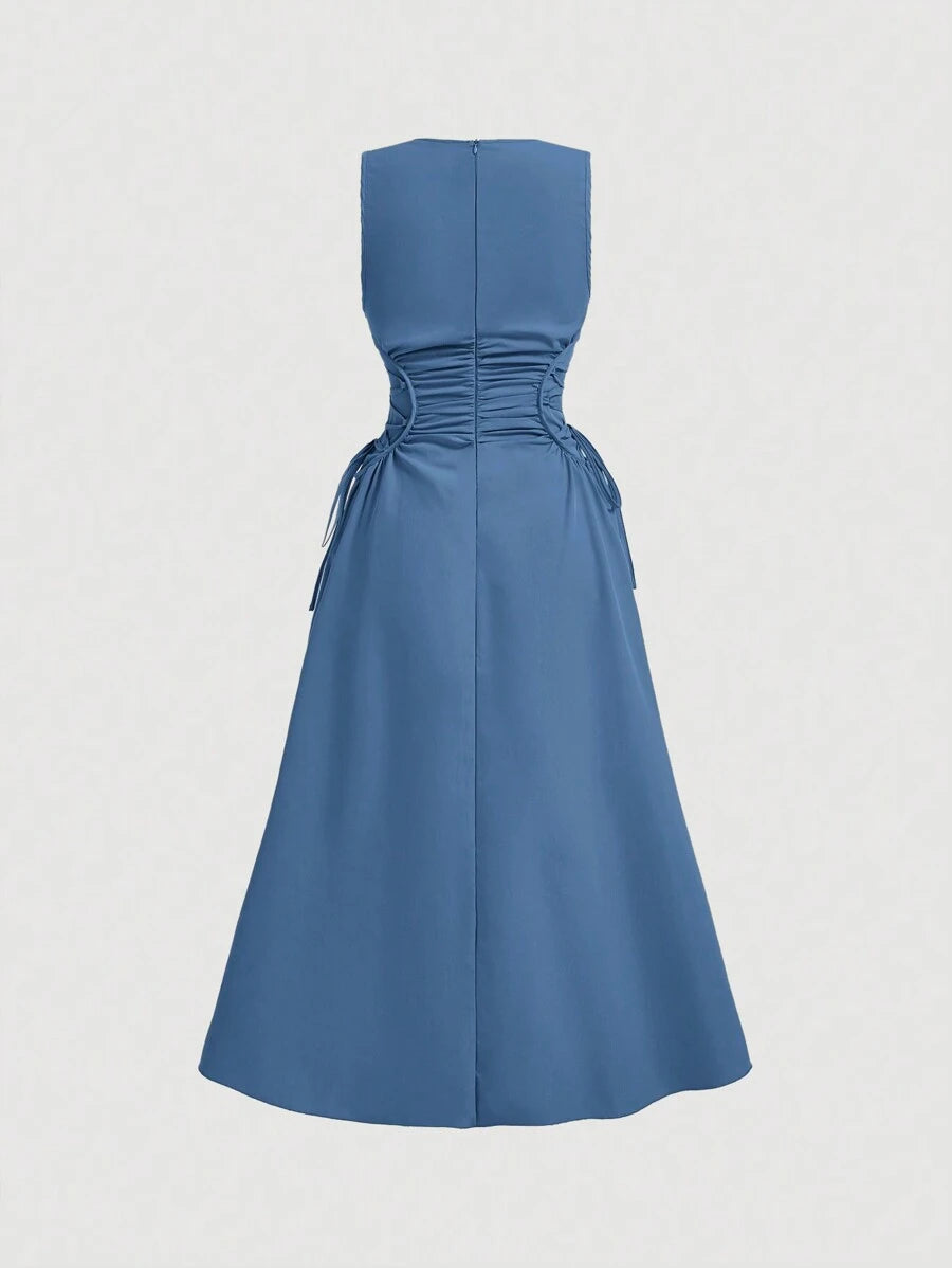 Solid Color Long Ruffled Dress - Date/Night Style