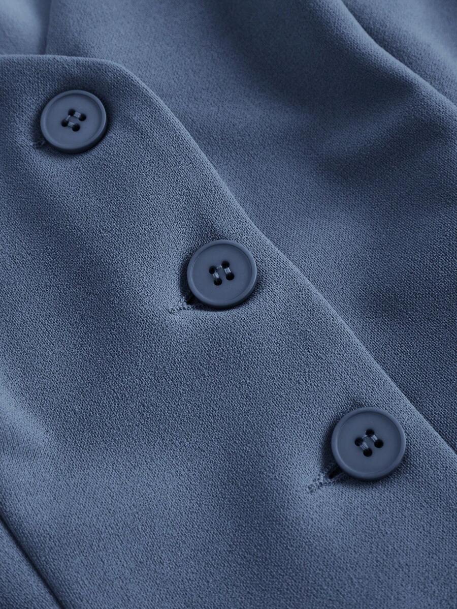 Women's Blue Suit – Buttoned Jacket and Trousers