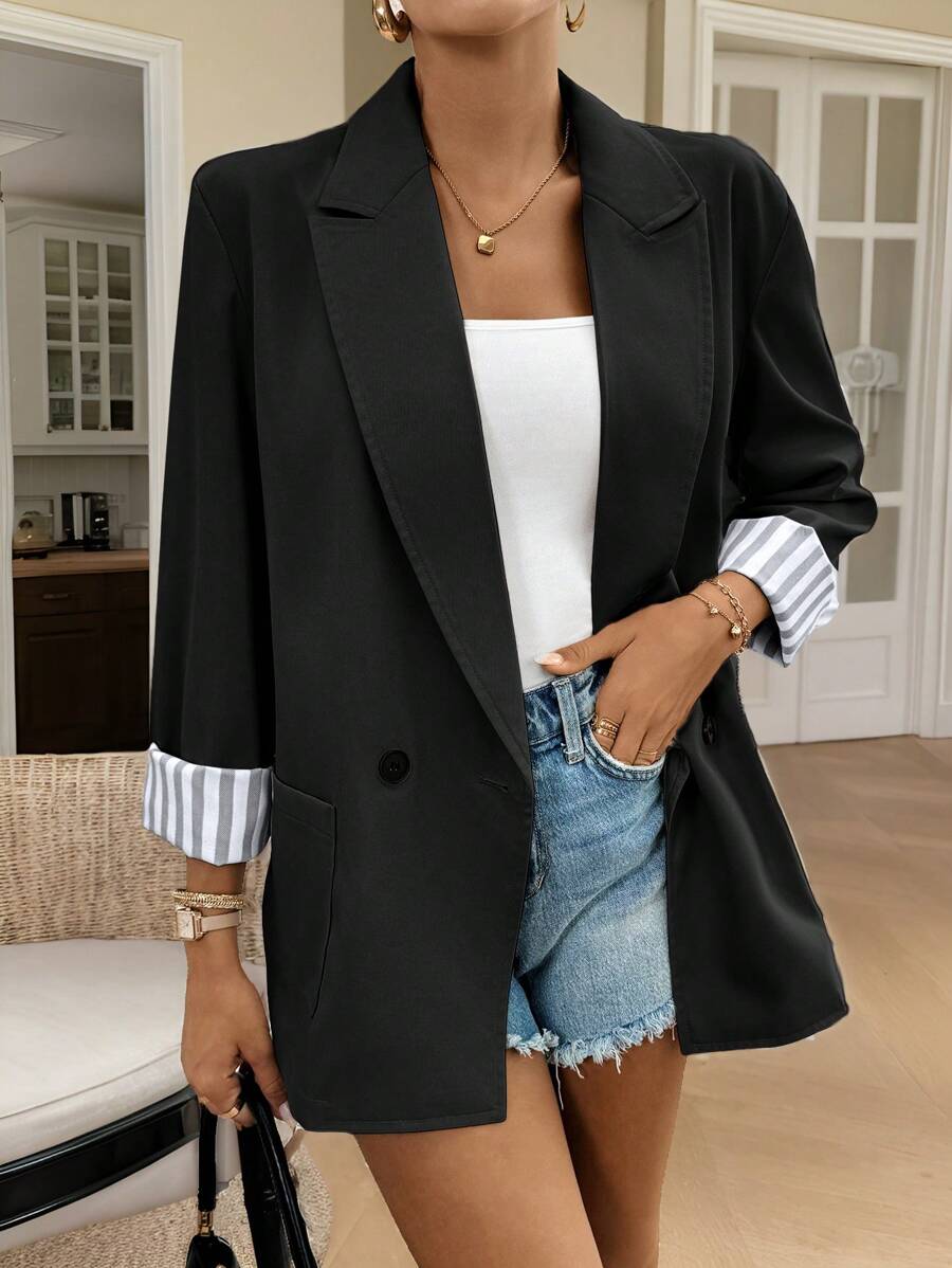 Women's Striped Blazer with Buttons & Chic Lapels - Limited Edition Autumn 2025